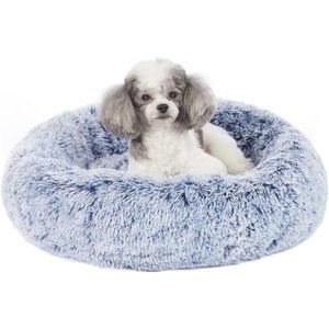 Calming Donut Dog Bed, 23 Inches Round Fluffy Dog Beds for Small Dogs, Washable